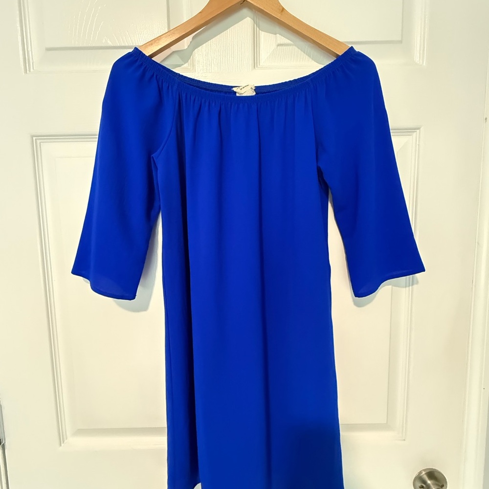 Elegant Blue Off-Shoulder Dress